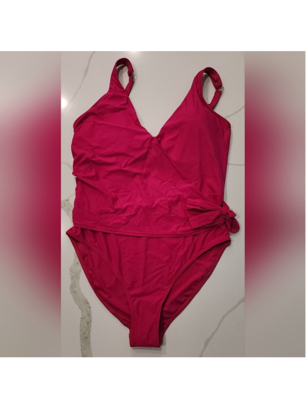 Birdsong Swim Wrap Tie One Piece Hibiscus Pink Women's 14 G/H NWT
